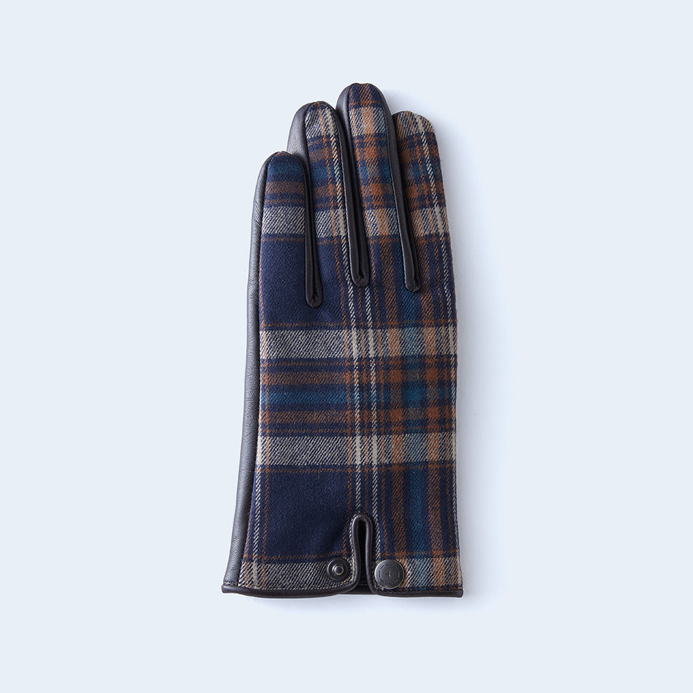 te+ tartan check WOMEN navy レザー 手袋 - csihealth.net