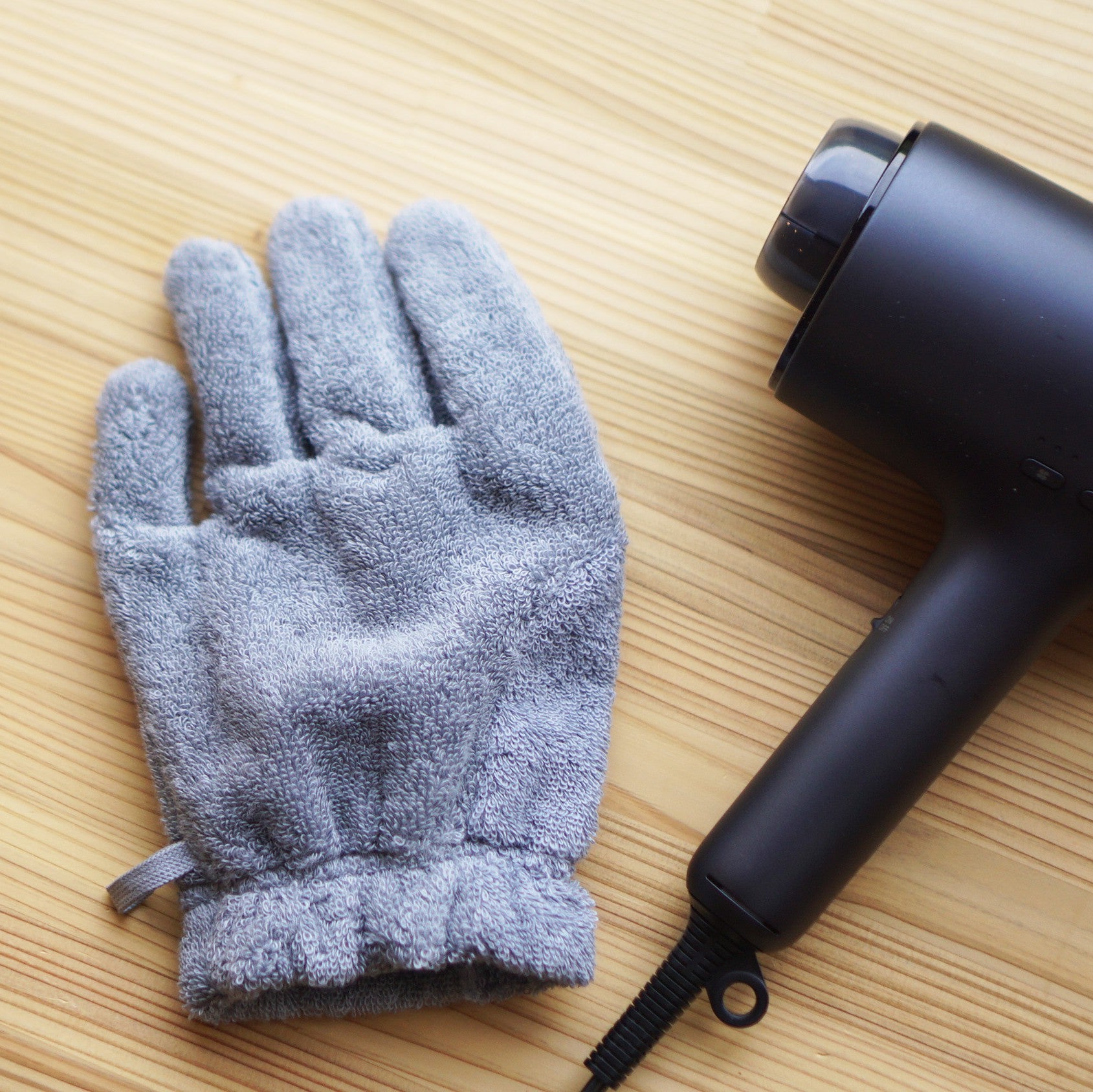 hair drying glove RIGHT gray