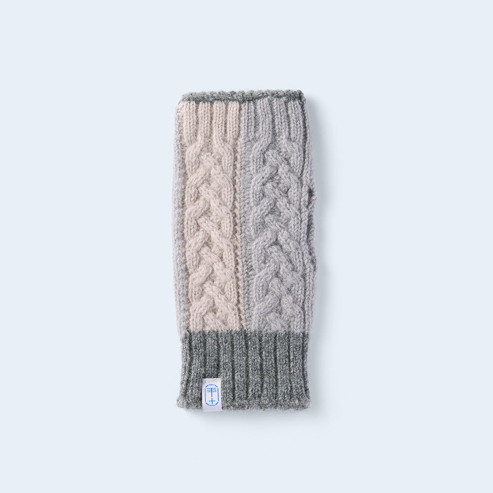 open mitten WOMEN gray beige block
