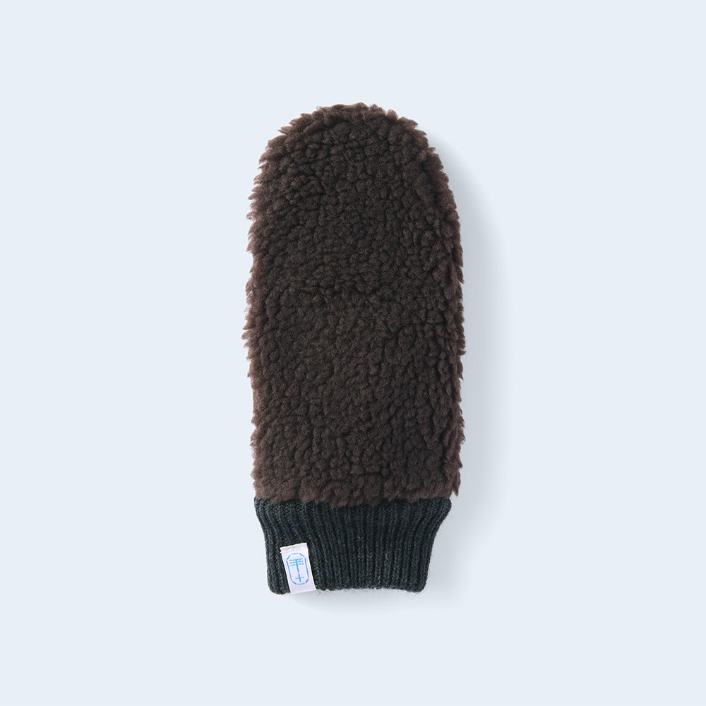 tuft boa mitten JUNIOR brown