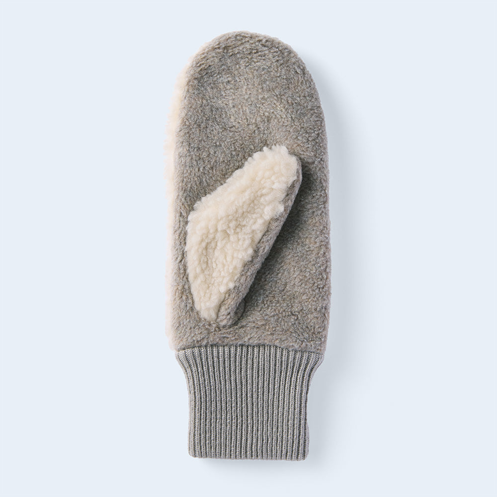 tuft boa mitten WOMEN beige