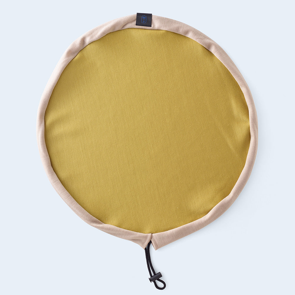 circle pouch yellow & beige